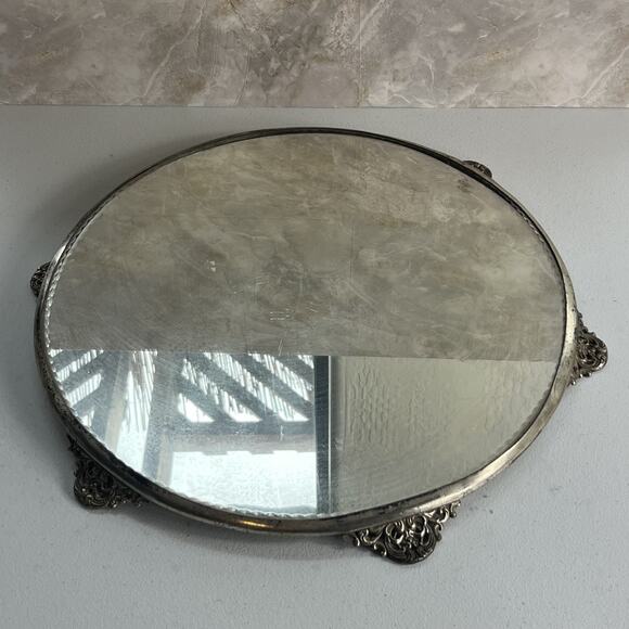 Antique Ornate Table Mirror Plateau Footed 16" Victorian Superior Silver Co. - Picture 1 of 16
